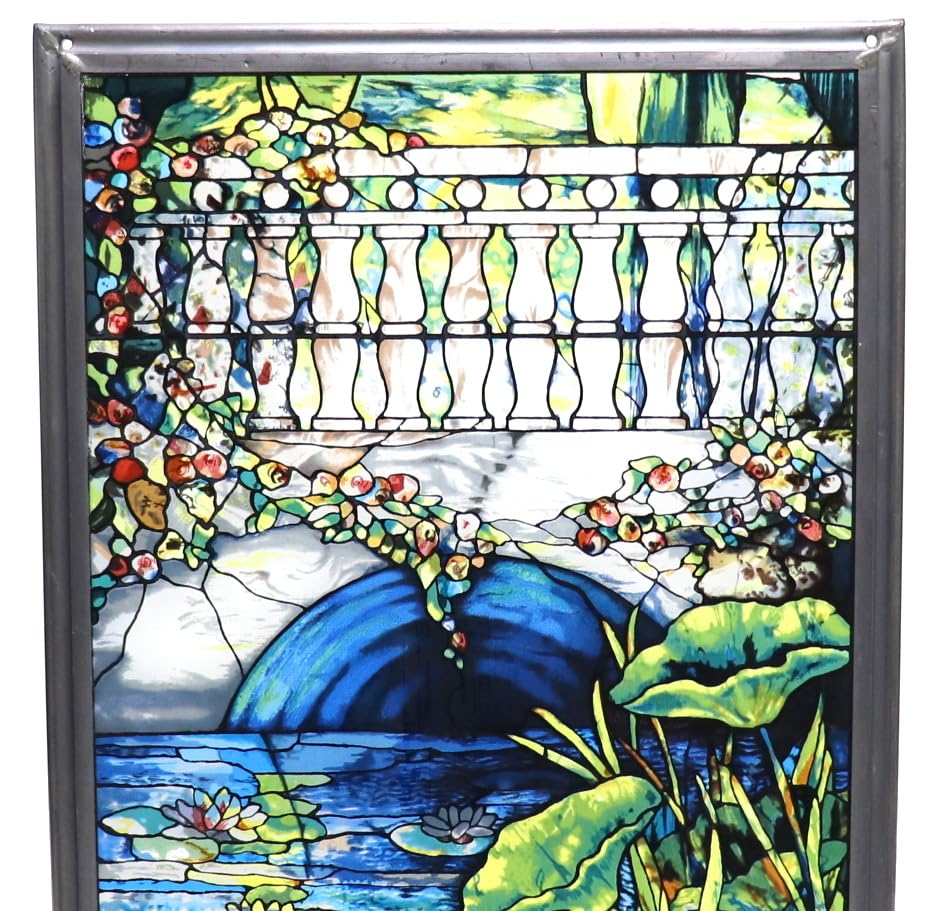 ルイス・C・ティファニー ヴィンテージ ステンドグラス 睡蓮 3連 木製