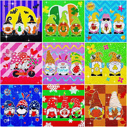Giegxin 9 Pack Independence Day Diamond Painting Kits 5D Season Diamond Art Kits Drill Round Rhinestone Diamond Painting By Number Kits For Home Wall Decor Adults Kids Beginner, 6 X 6 Inch #TOP29