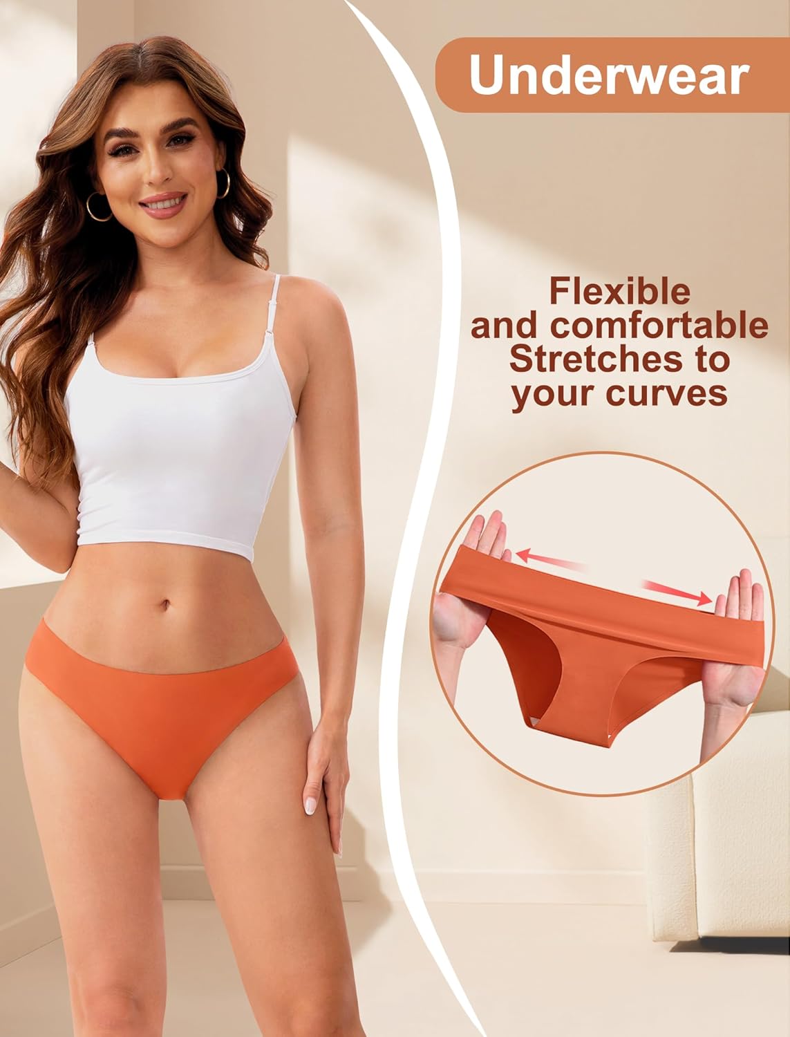 JUYINA Womens Underwear Seamless Bikini No Show Panties Soft Comfortable Stretchy Invisibles Briefs Low Rise Hipster 6 Pack - Image 3