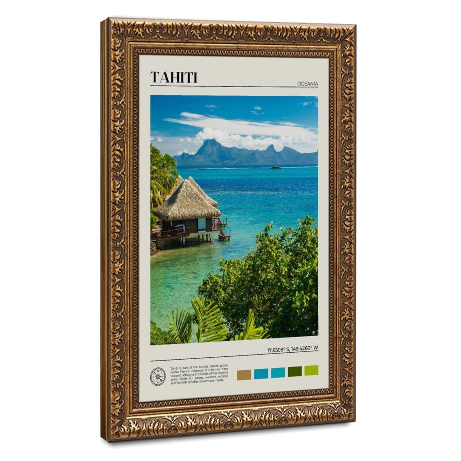 Bareronor Tahiti Poster Canvas Poster Wall Art Decor Print Picture Paintings for Living Room Bedroom Decoration 20" L X 30" W
