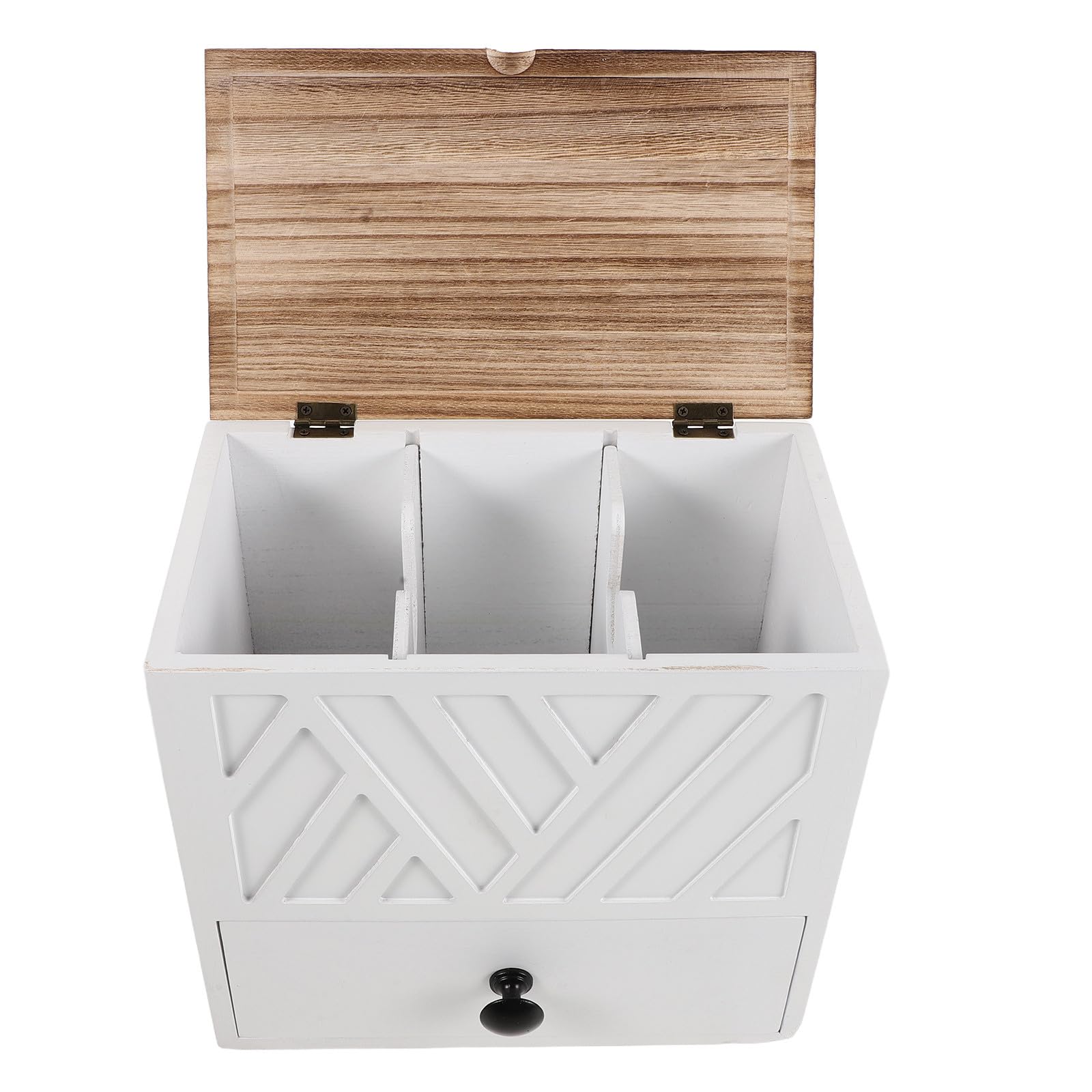 Contenitore per Assorbenti in Legno Bianco con Cassetto Doppio