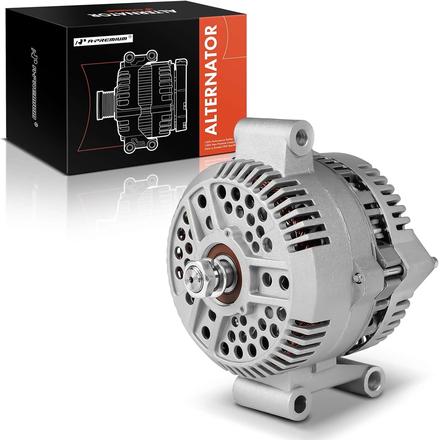 A-Premium Alternator Compatible with Ford F-150 250, F-150 Heritage, F-Super Duty, Explorer, E-350 Econoline Club Wagon, Ranger, Econoline Super Duty & Mazda B4000, 12V 130A Without Pulley Clockwise