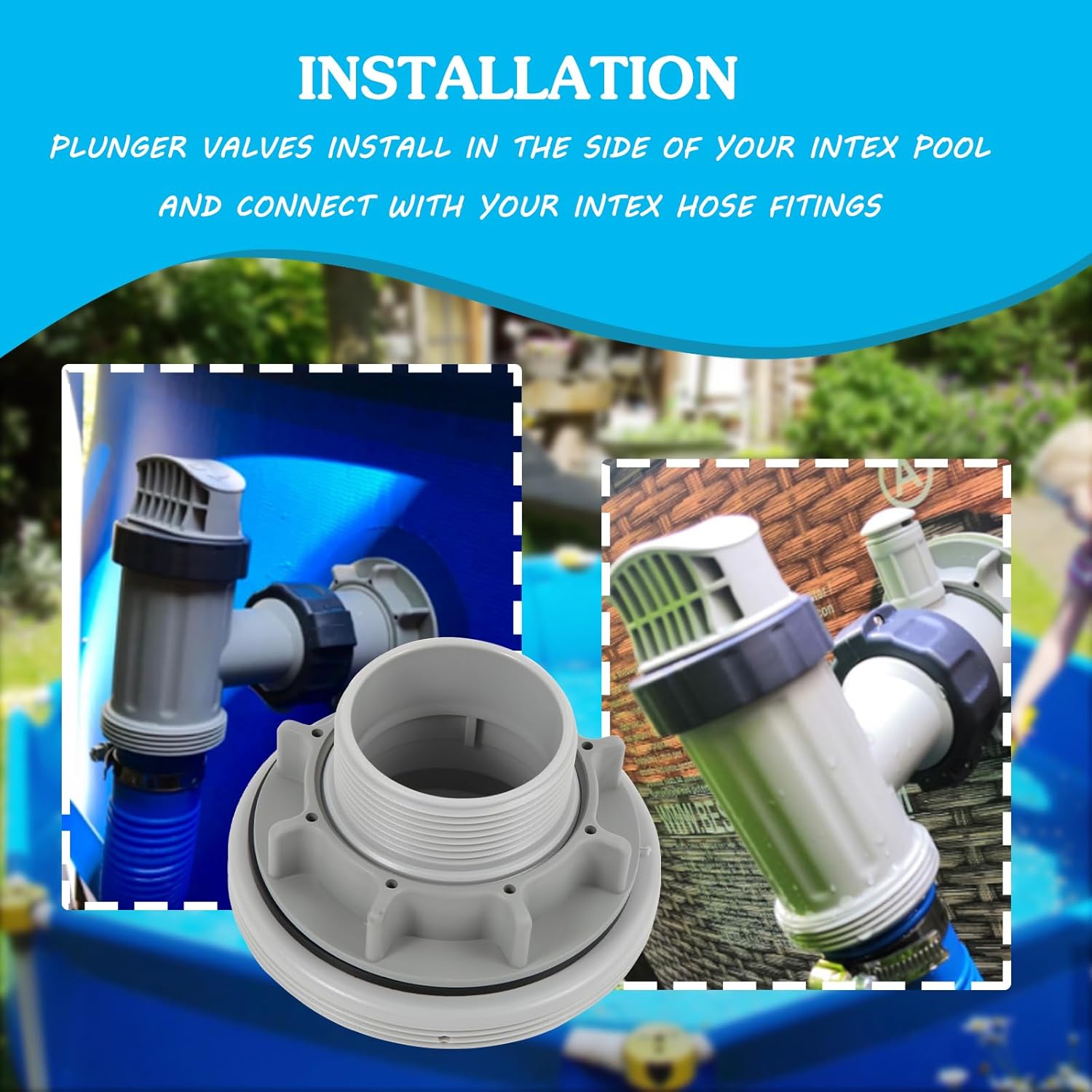 Fuoequl Pool Threaded Strainer Connector kit for Intex Pool Parts 26341W 26345W 26375EH 26761EH 28345VM 28952EH 28961EH Pool Outlet Fittings