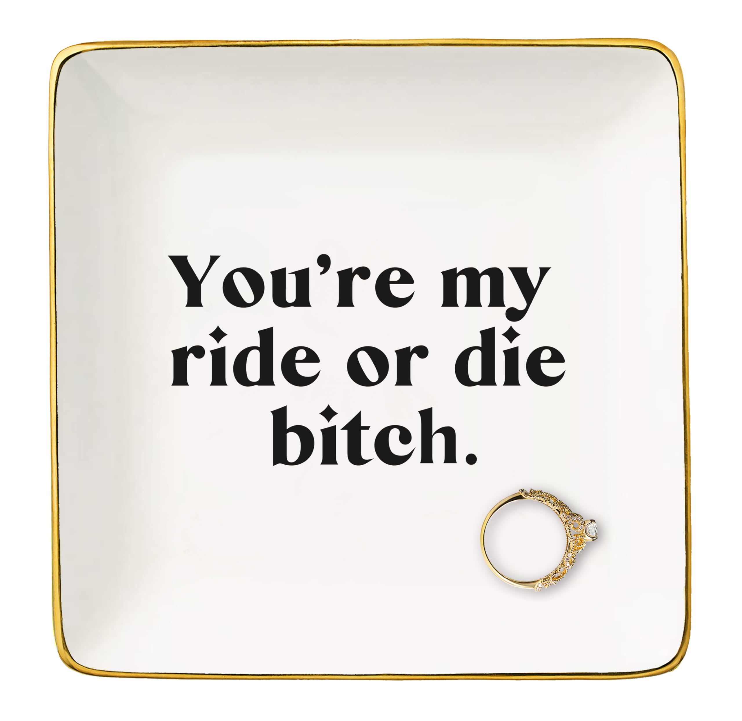 NZY Funny Best Friend Ring Dish Gift-Thank You Wedding Graduation Birthday Farewell Christmas Gift for Women,Bff,Bestie,Sister-Jewelry Tray Trinket