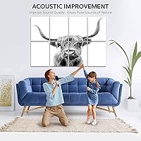 Vista 3 de Paneles acústicos artísticos A cow Scotland, paquete de 8 paneles decorativos de pared absorbentes de sonido, cancelación de ruido, acolchado