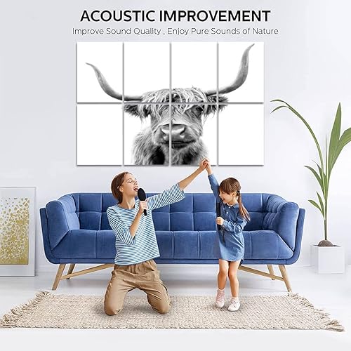 Miniatura 3 de Paneles acústicos artísticos A cow Scotland, paquete de 8 paneles decorativos de pared absorbentes de sonido, cancelación de ruido, acolchado