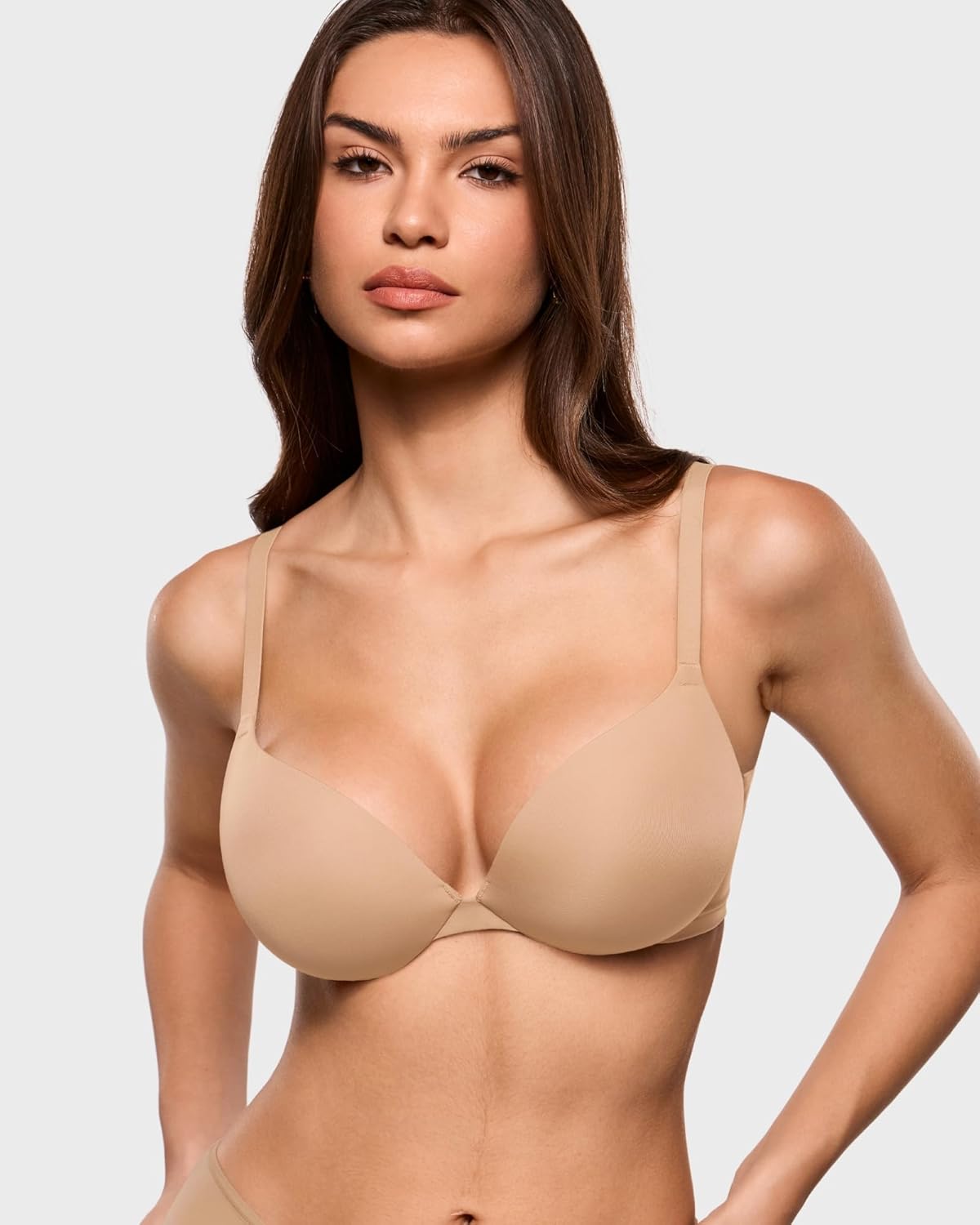 INLYRIC Women's Teardrop Push Up Bra Padded Supportive Underwire Add 1 Cup Seamless Tshirt Sexy Lift Up Plunge Bras