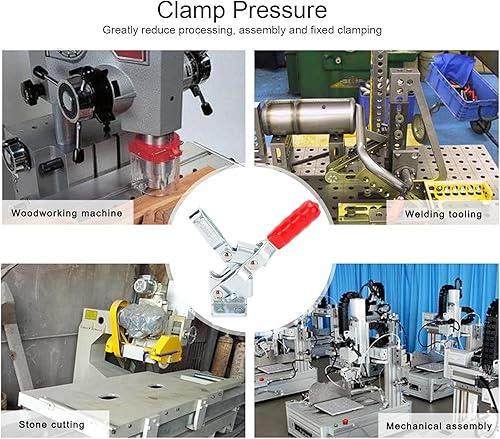 Miniatura 3 de Agatige GH12050U Abrazadera de palanca con capacidad de sujeción de 330 libras, abrazadera de palanca horizontal de liberación rápida, pestillo de