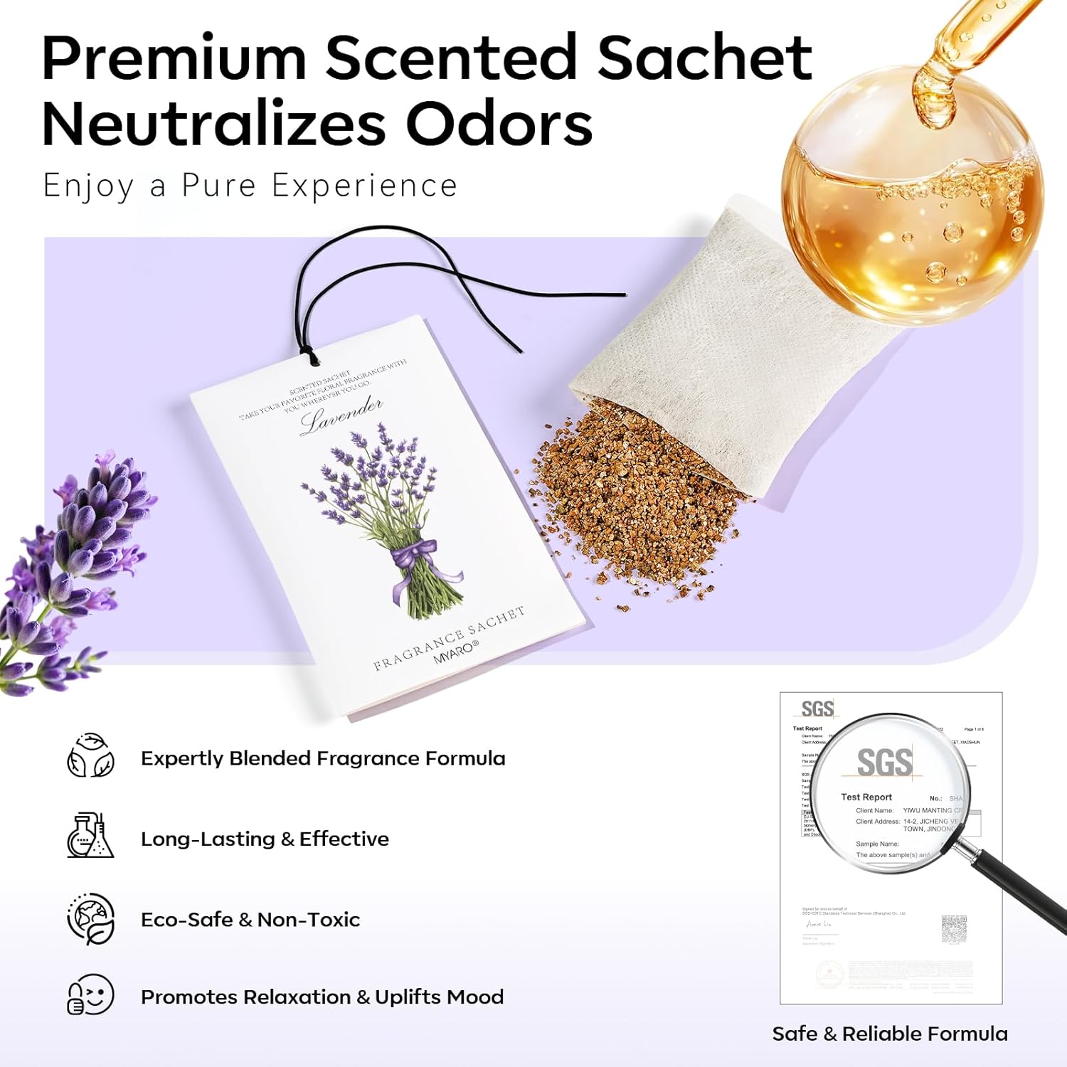 MYARO 12 Pack Lavender Scented Sachets | Odor Eliminator & Air Freshener for Drawer, Closet, Car, Shoes, Gym Bag, Suitcase | Home Fragrance Gift Set - Image 4