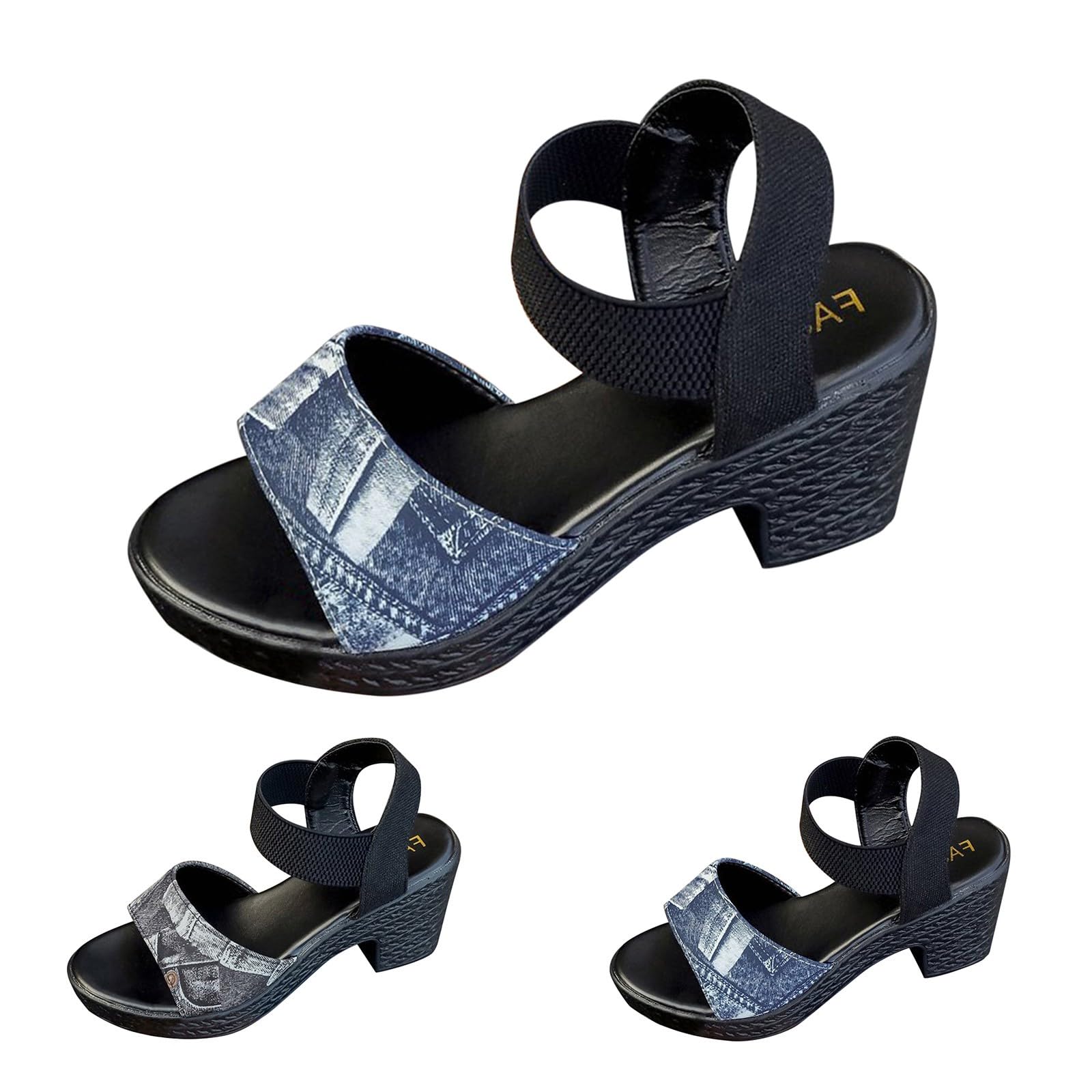 Sandali Donna Tacco Medio Scarpe Tacco Basso Largo Sandali da donna per commercio estero taglie forti estate nuovo articolo pan di Spagna tacchi alti Estivi Comodi Scarpe da Estive