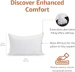 Amazon Basics Down Alternative Bed Pillow, Medium Density for Back and Side Sleepers, Queen - Pack of 2, White, 30 in L x 20 in W