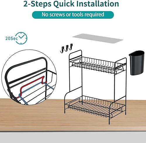 Miniatura 5 de Organizador de baño para encimera, estante de especias de cocina de 2 niveles para frascos de lata, botella con cesta de artículos de tocador y 3