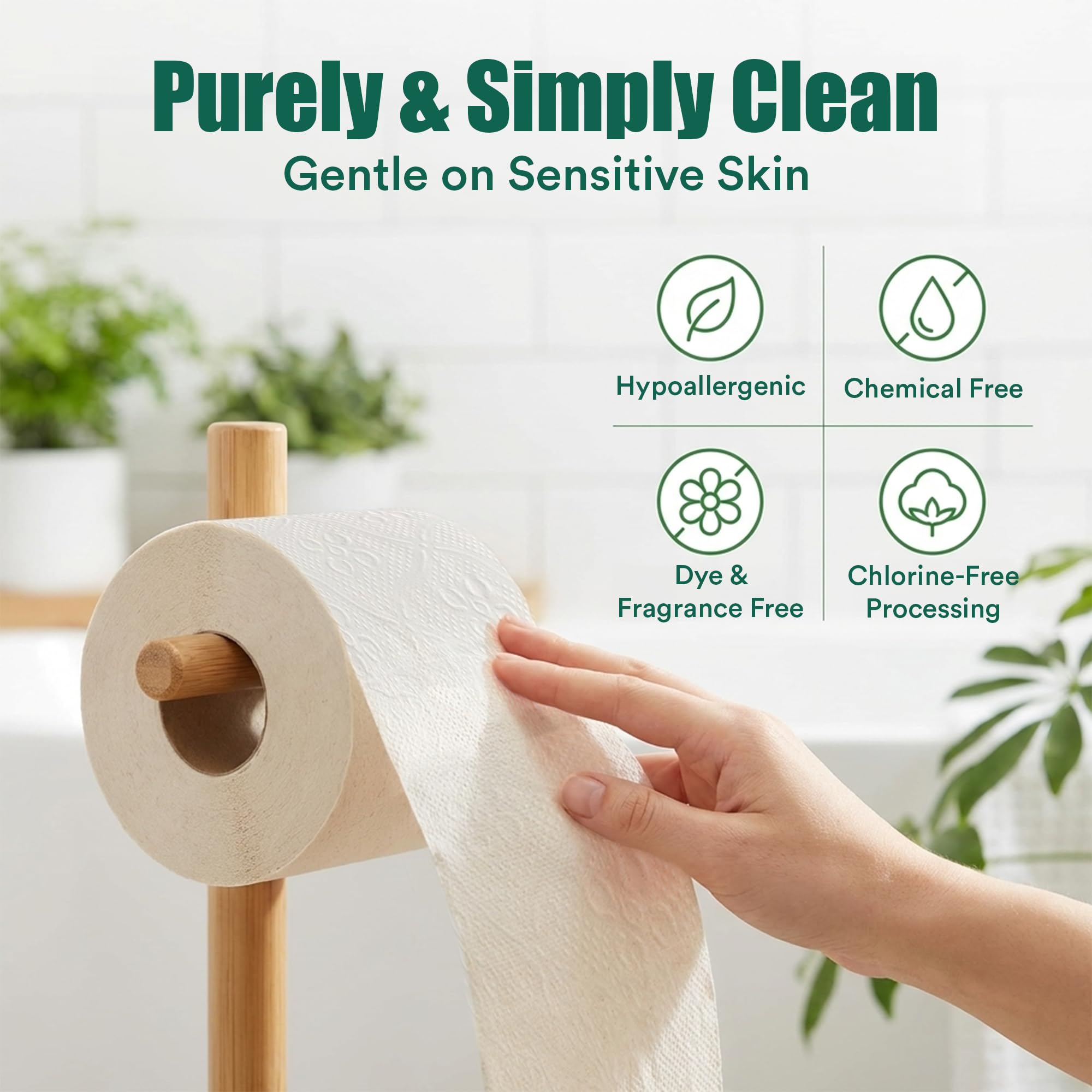 Eco Soul Carta igienica in bambù Premium 3 veli | 12 Rotoli Mega | 300 Fogli ciascuno | Certificata FSC, ipoallergenica, testurizzata e delicata sulla pelle, sicura per le fosse settiche, morbida