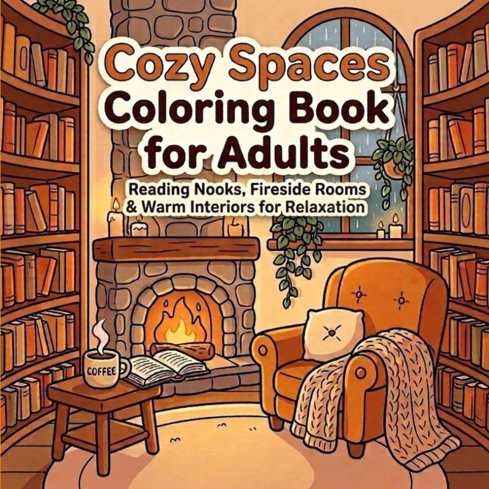 Cozy Spaces Coloring Book for Adults: Bold and Easy Interiors — Reading Nooks, Fireside Rooms & Warm Living Room Designs for Relaxation