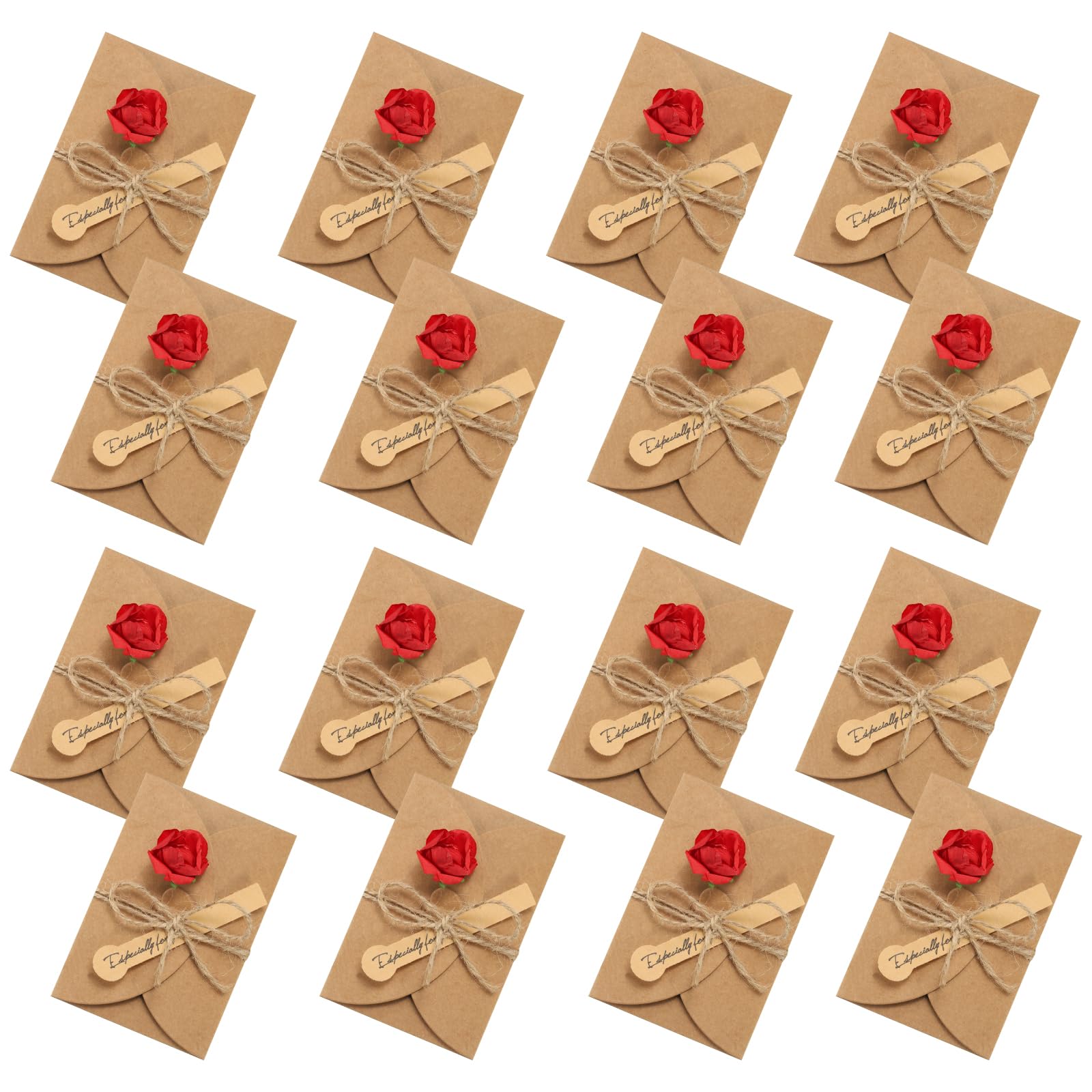 PATIKIL 4"x3" Getrocknete Blumen Grußkarten, 50er Packung Rosen Handgemachte Blanko-Notizkarte Blumen Einladungskarte mit Umschlägen Vintage Dankeskarte für Geburtstagsfeiern Festivals
