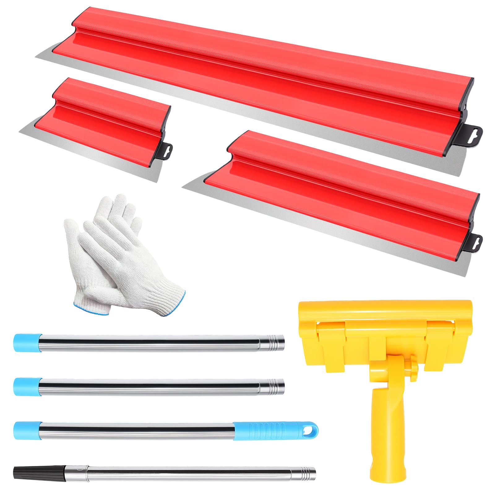 Flächenspachtel Set (25cm/40cm/80cm) – Flächenspachtel Edelstahl mit Teleskopstange, Spachtel Werkzeug für Trockenbau, Renovierung & Malerarbeiten