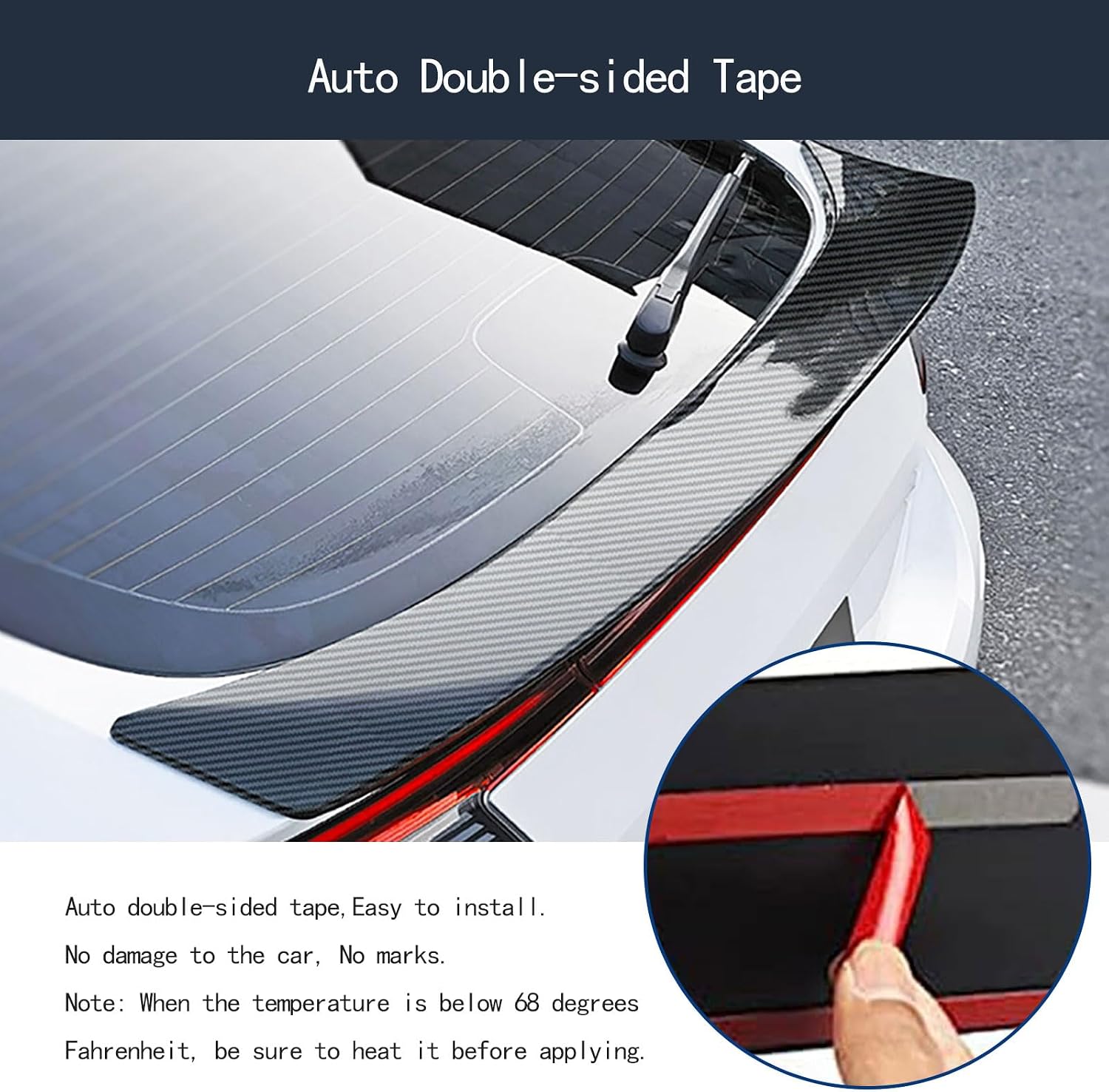Rear Spoiler Wing Cover Compatible with Honda Civic Hatchback 11TH 2026 2025 2024 2023 2022 Rear Spoiler Tail Trunk Lip Wing Flap Exterior Car Accessories ABS 1PCS(Carbon Fiber Style)