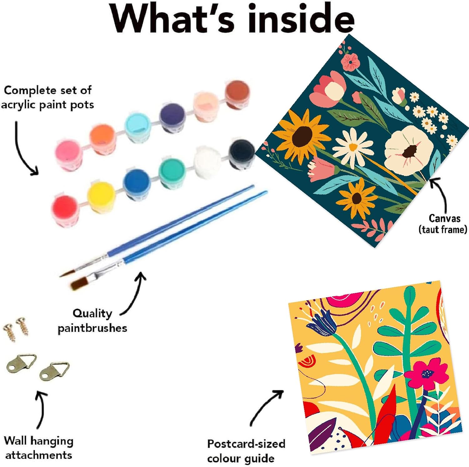 FQOVKYN 4 Pack Paint by Numbers Kit for Adults with Frame Flower Easy, Abstract Art Floral Framed Painting by Numbers on Canvas, DIY Acrylic Watercolor Oil Paint Kits for Home Decor 8 x 8 Inch