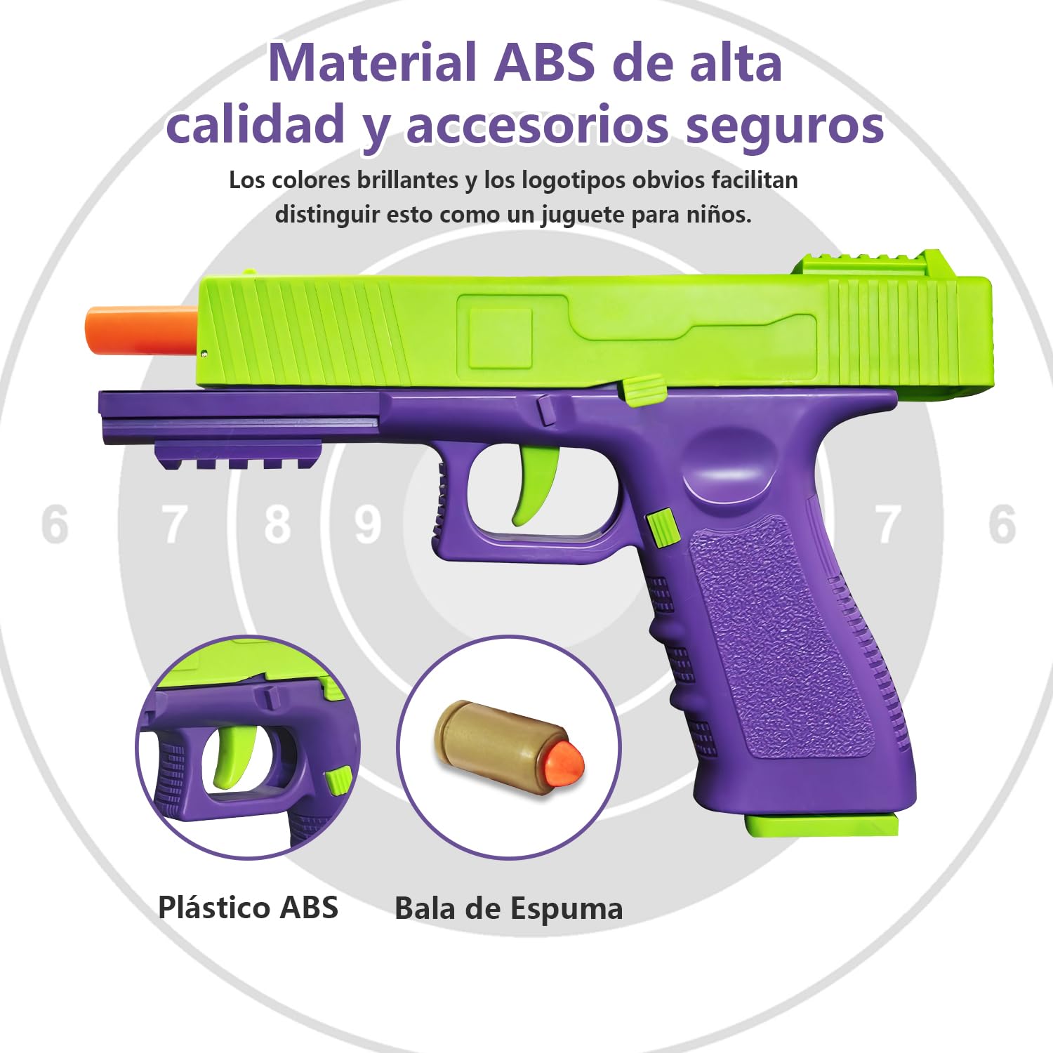Pistola de Juguete, Arma de Juguete, Incluye 100 Balas Blandas, 32 Cartuchos y 3 Cargadores