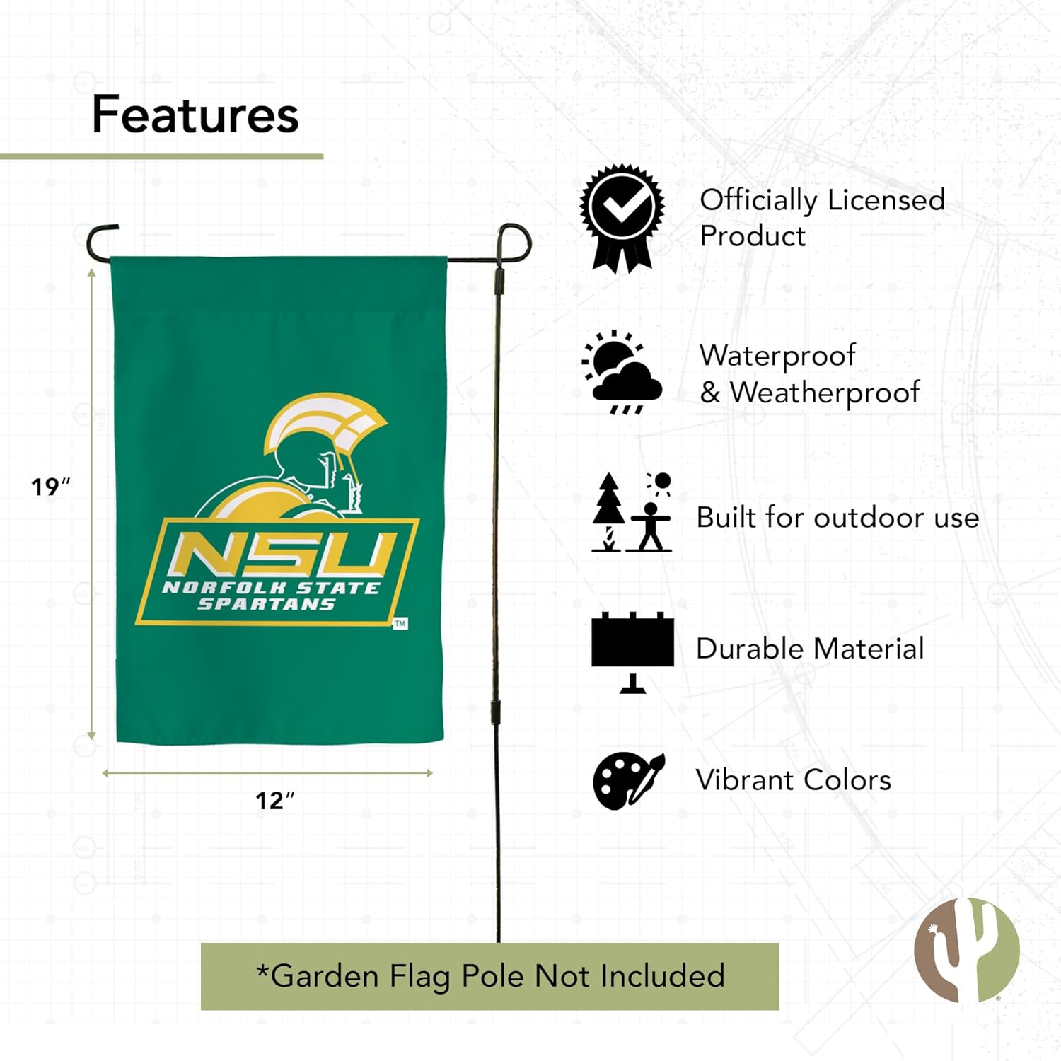 Desert Cactus Norfolk State University NSU Garden Flag – 19 x 12 inch Norfolk State Spartans Banner, For Outdoor Display and Events (Design 1) - Image 4