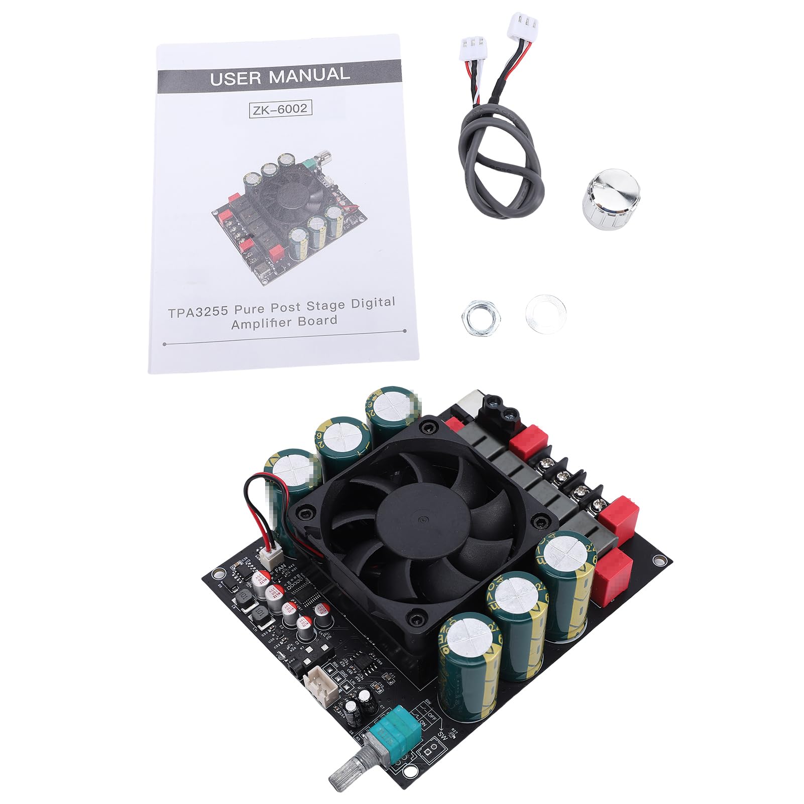Bewinner Płytka Wzmacniacza TPA3255 Wysoka Moc Wyjściowa 600 W + 600 W, Wzmacniacz Cyfrowy Klasy D z Inteligentnym Rozpraszaniem Ciepła i ochroną, do Profesjonalnego Audiofilskiego Samodzielnego