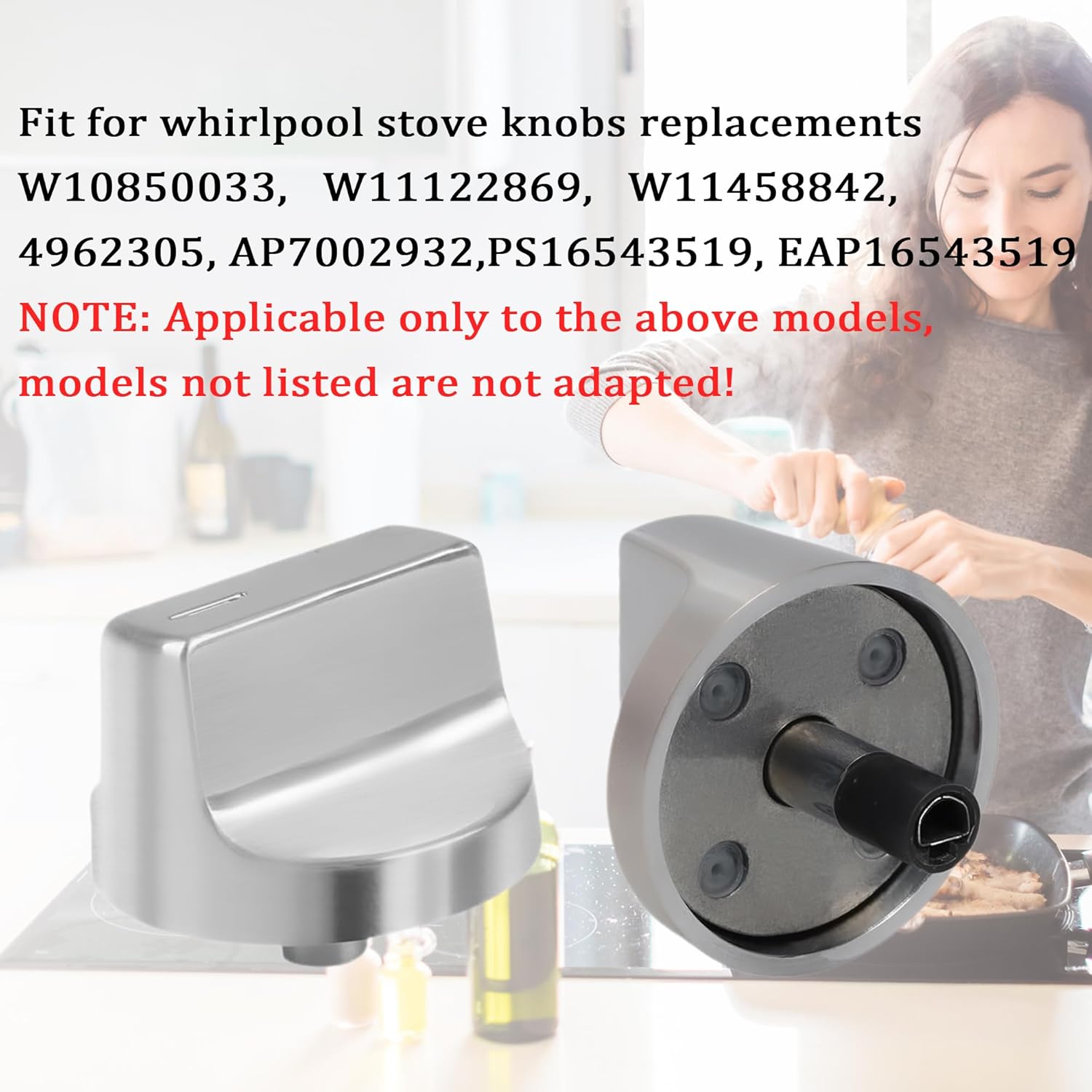 W11517334 Range Knobs Fit for Whirlpool Stove Knobs Replacements, WEG745H0FS0 WEG515S0FS0 Compatible with Whirlpool Gas Stove Knobs Parts Stove Top Burner Control Knobs 5 Pcs