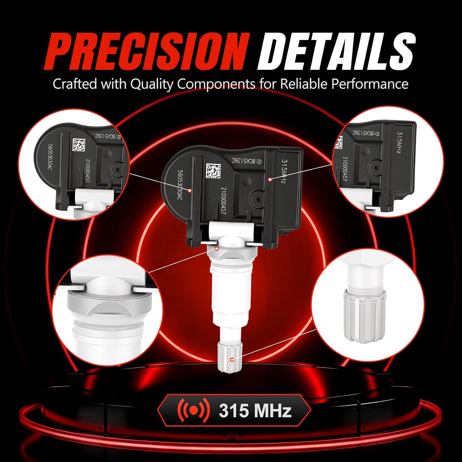 TPMS Sensor 315MHz 4-Pack Pre-Programmed Tire Pressure Monitoring System Replacement Compatible with Mitsubishi Outlander Lancer Jeep Chrysler Dodge 2001-2024, Replace 56053030AC 68078861AA