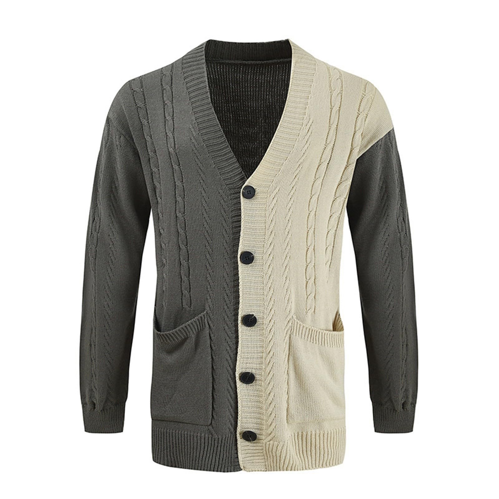 Genérico Cardigan Punto Hombre, Chaqueta con Botones Hombre Cuello Chal con Cable Suéte Manga Larga De Color Sólido Elegante Cálido Jersey con Botones para Exterior El Ocio