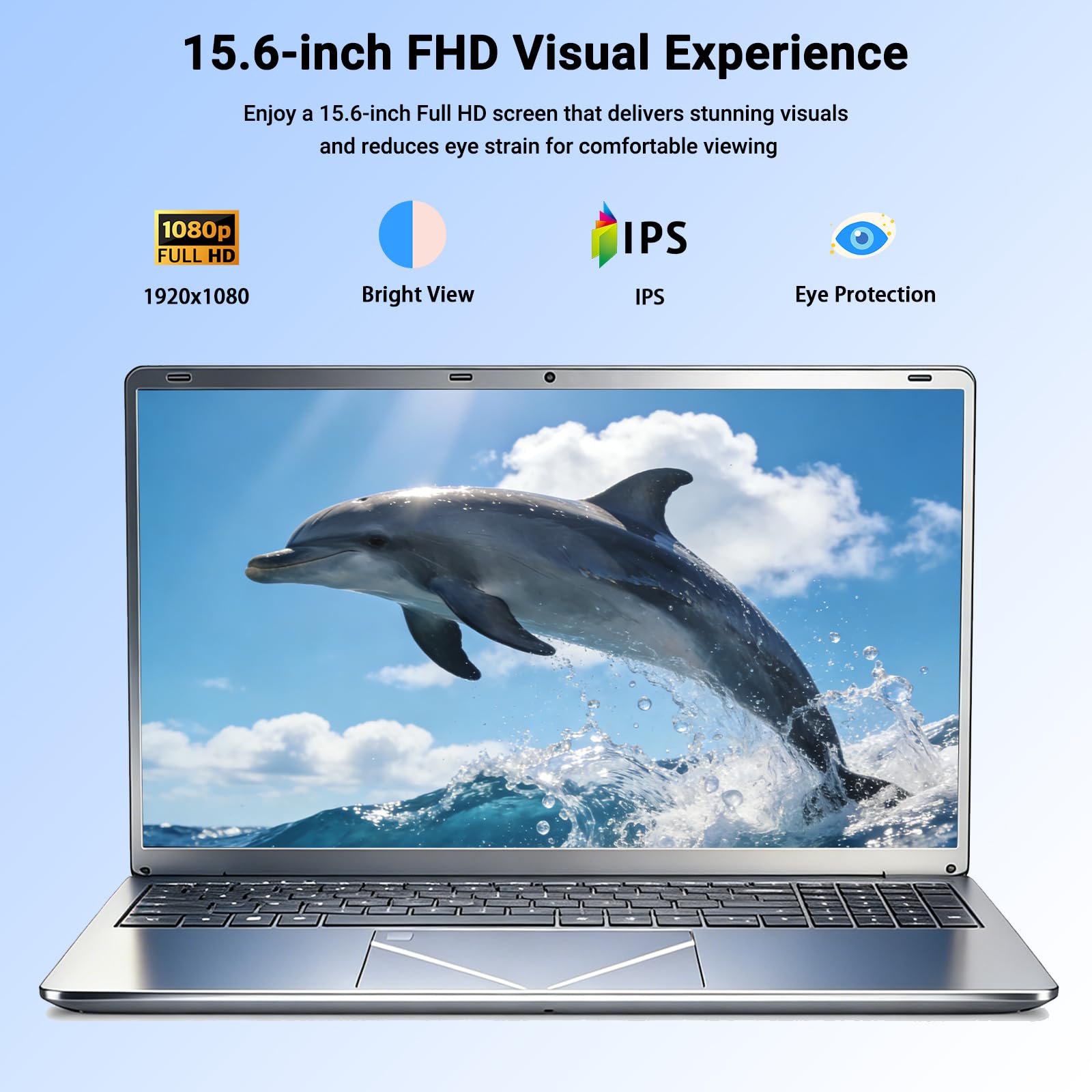 Laptop Core i3 de 15.6 pulgadas, computadora portátil de negocios Win 11, 8 GB de RAM, 256 GB SSD, USB 3.0 dual, teclado retroiluminado y huellas dactilares — view 7