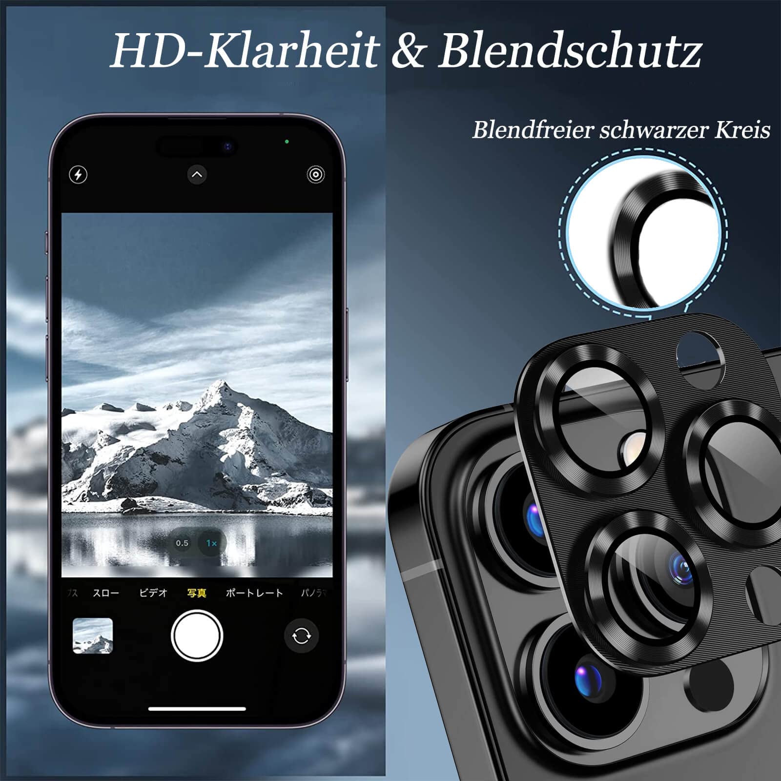 Pack of 2 Camera Protectors Compatible with iPhone 13 Pro 6.1 Inch / 13 Pro Max 6.7 Inch Clear Camera Tempered Glass with Metal Ring Designed for MagSafe Snap Adapter for Magnetic Attachment Black - Image 4