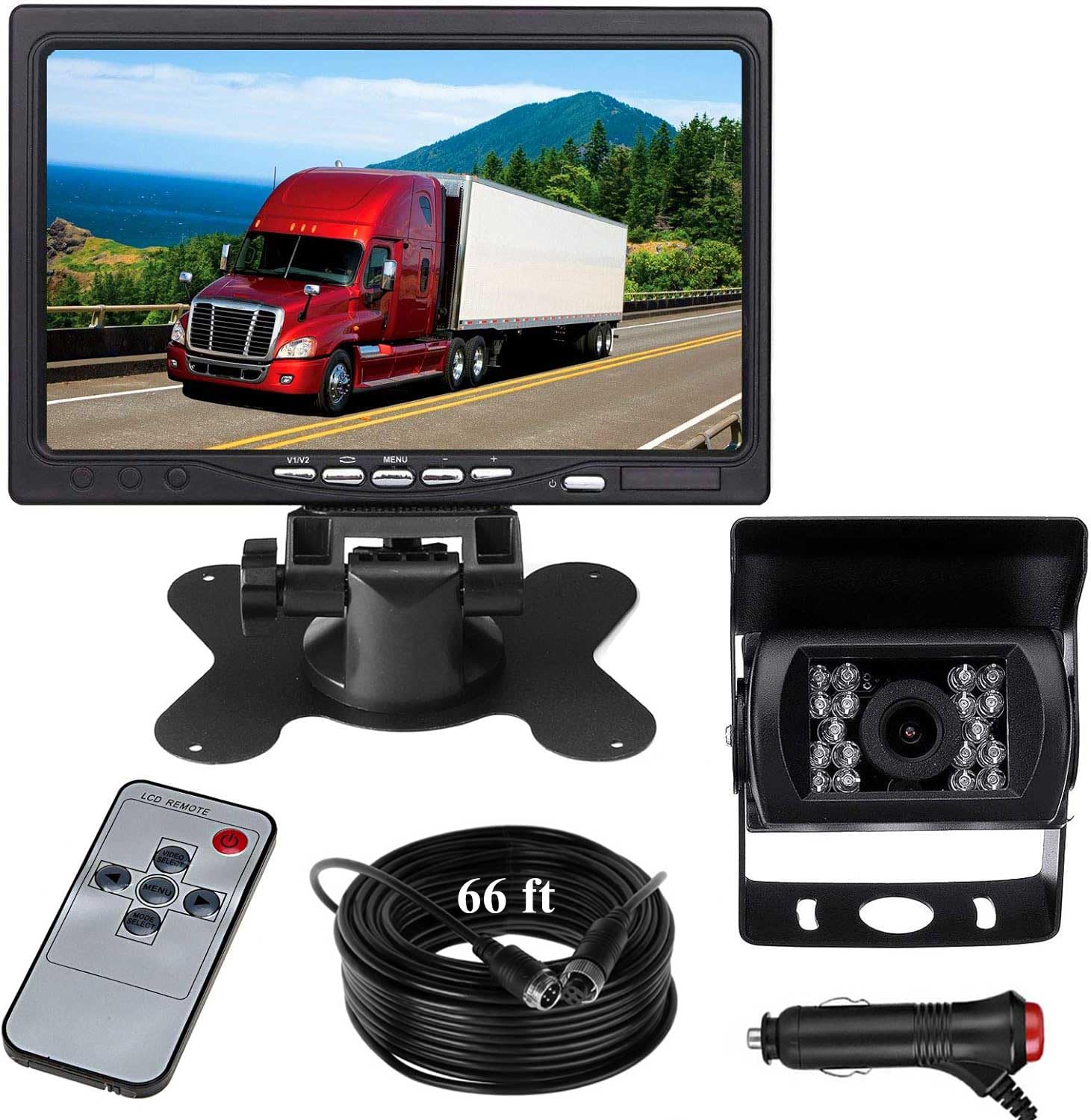 12 V-24 V RV Camión Van Trailer Bus Kit de cámara de Seguridad, 7 Pulgadas TFTLCD HD Color Monitor + Impermeable visión Nocturna vehículo Aparcamiento Marcha atrás cámara de visión Trasera
