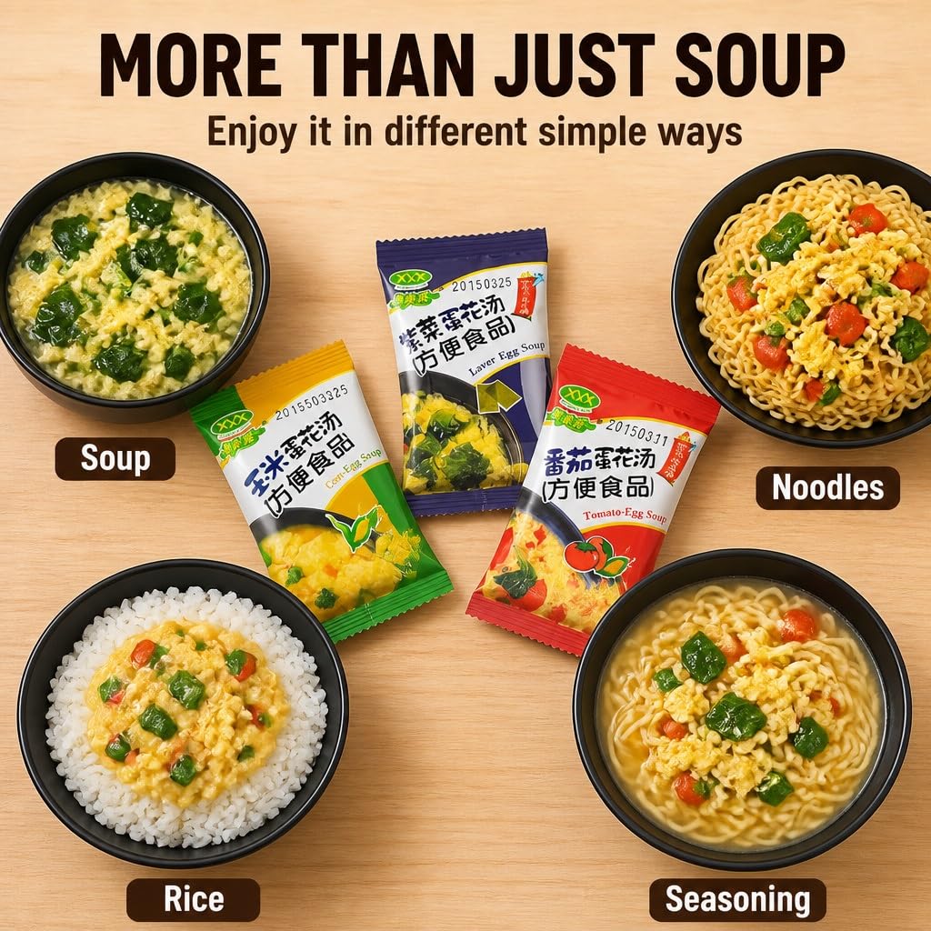 Paquete De 8gx50 Mezcla Sopa Instantánea, 5 Sabores, Verduras Liofilizada, Preparación Fácil For Llevar