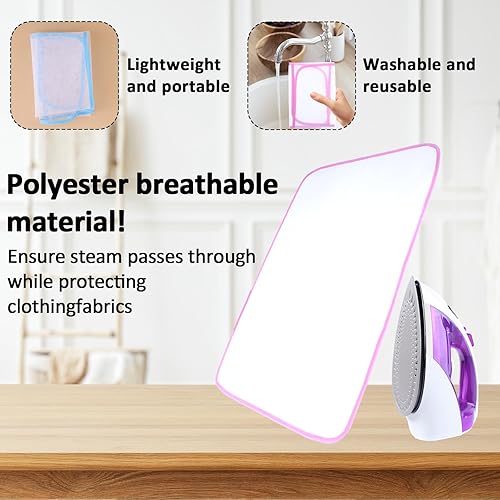 Miniatura 4 de Paquete de 2 paños de planchado protectores para planchar, protector de planchado que ahorra quemaduras, almohadilla aislante para ropa delicada,