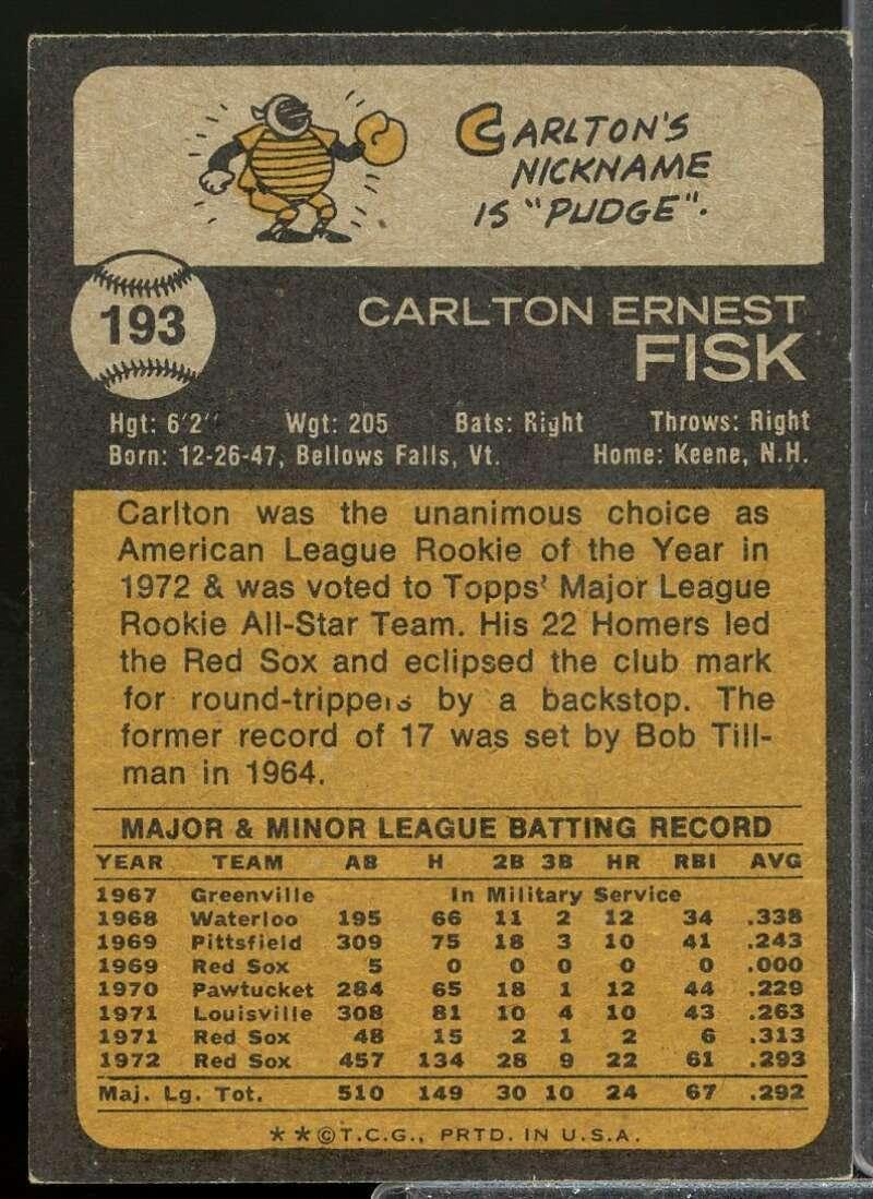 Carlton Fisk Card 1973 Topps #193 - Slabbed Baseball Cards