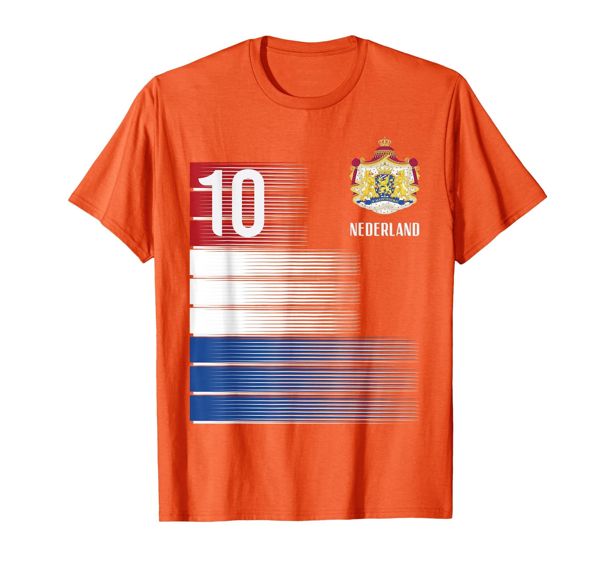 Netherlands Flag 10 Dutch Orange Soccer Men Women Kids Boys T-Shirt, Men, Orange, Large