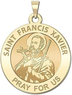 PicturesOnGold.com Saint Francis Xavier Round Religious Medal - 3/4 Inch X 3/4 Inch - Solid 14K Yellow Gold