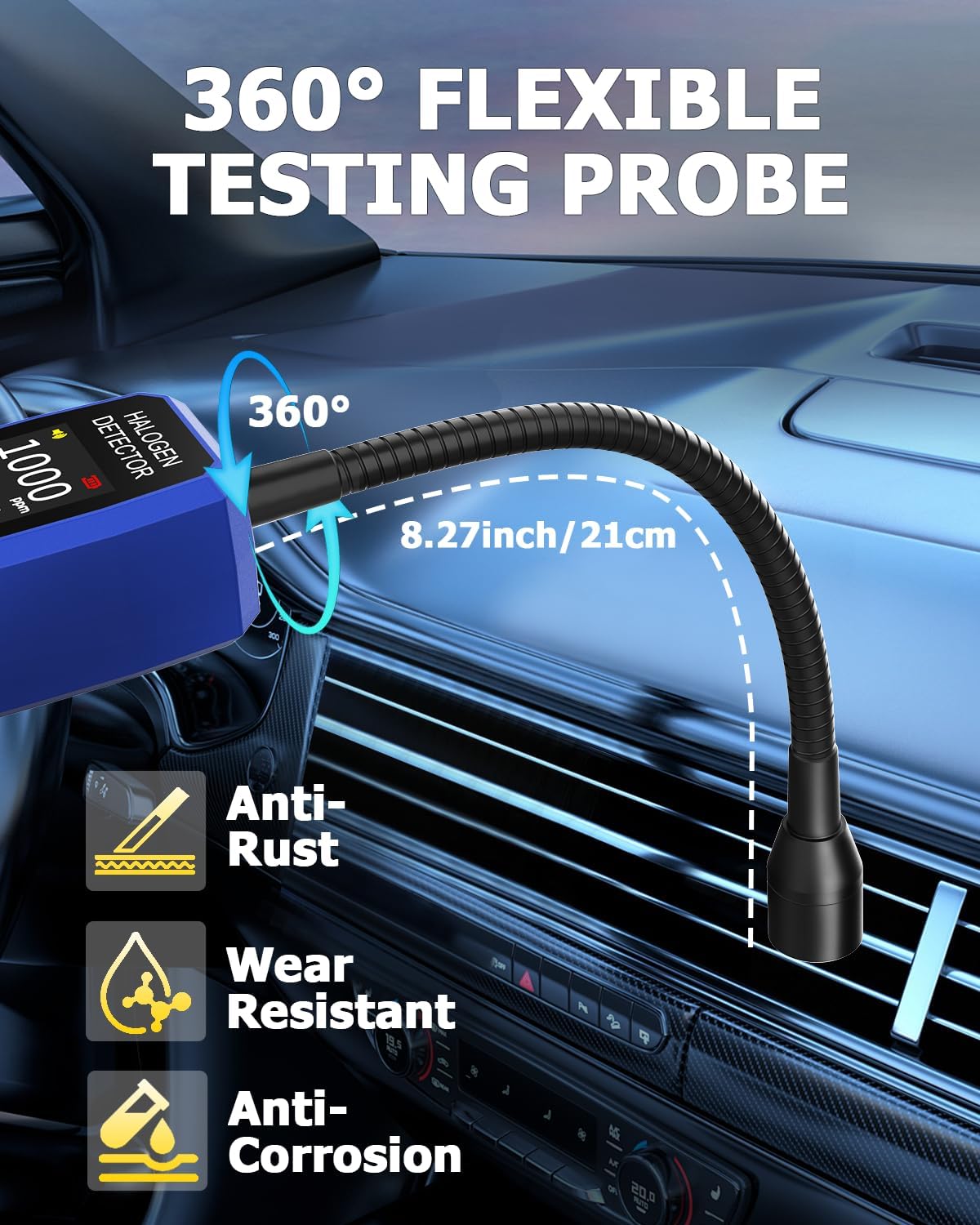 THIKPO Automotive Freon Leak Detector HVAC, Professional Refrigerant Leak Detector with LCD Display & LED Light, Car AC Leak Detector Kit for R134a R410A R22 R32 R1234yf - with Audio & Visual Alarm