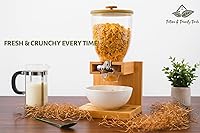 Vista 5 de Future & Friendly Finds Dispensador de cereales de bambú de 2 litros, elegante y duradero, recipiente de almacenamiento hermético para despensa