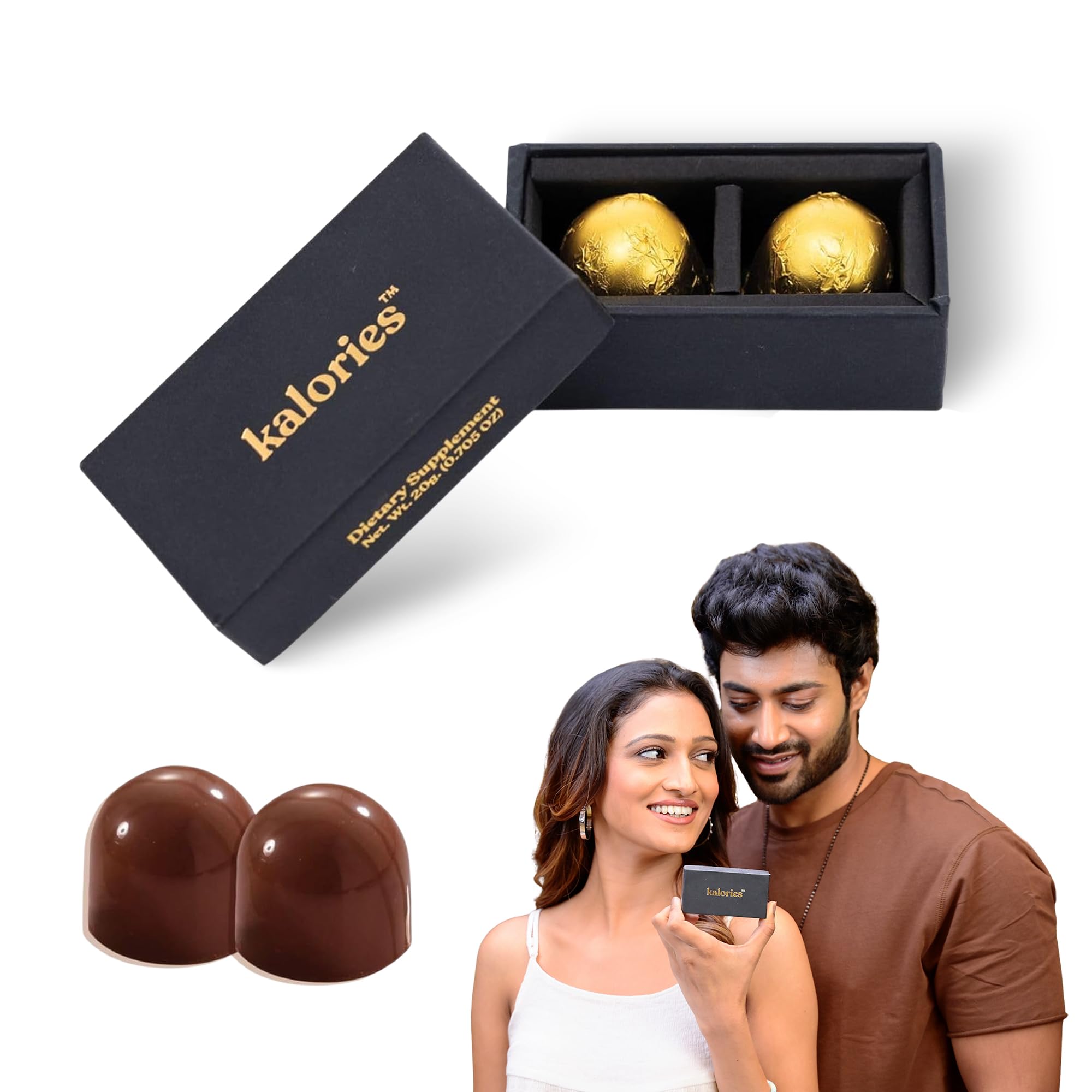 Kalories Intimacy Chocolate|Elevate Mood,Enhances Stamina And Amplifies Sensory Experience|Romantic Chocolate For Couples|Wedding,Honeymoon|Guilt Free Dark Chocolates (Pack Of 2), 100 Gram