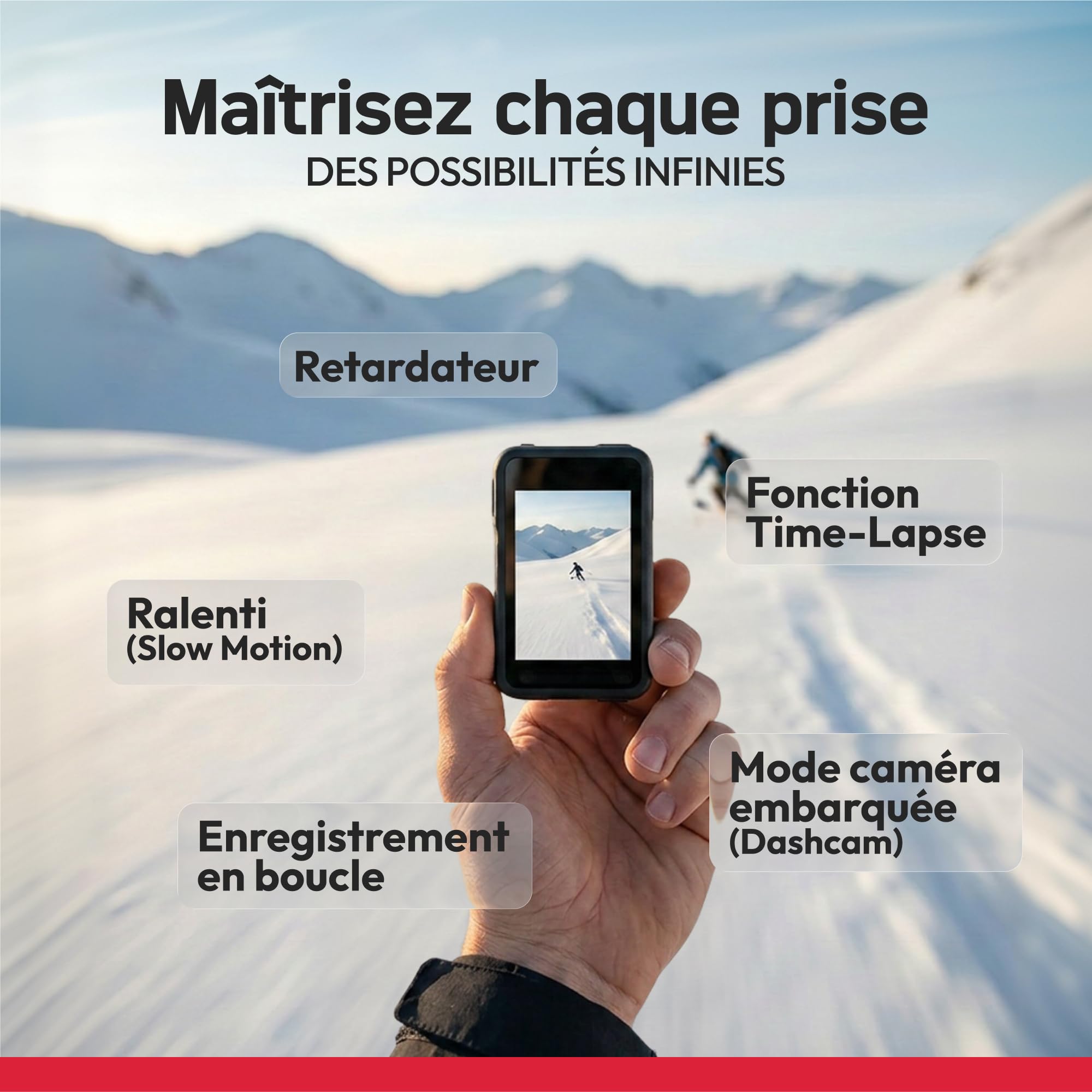 AGFAPHOTO - Caméra de Sport - AC7000 - True 2.7K 30FPS, Double Écran Tactiles, Grand Angle 120°, Boitier étanche 30m - WiFi - 10 Accessoires Inclus | Provenance France. Emballage securisé. Livré avec Facture dont TVA.