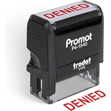 Promot Denied Self Inking Rubber Stamp - Stamp for Office & Business Use | Bold High-Visibility Imprint, Indicates Processing Status, Crisp & Consistent Impressions, Thousands of Clear Stampings