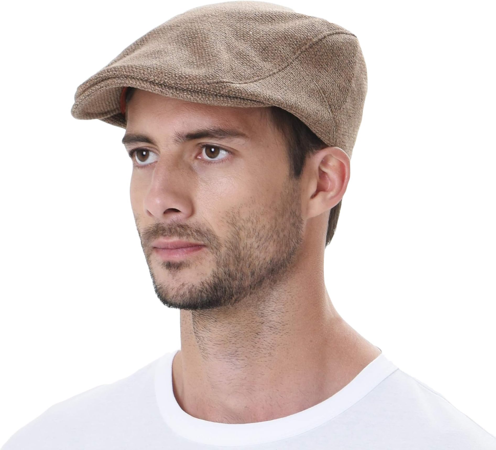 Ivy Cap Straw Weave Linen-Like Cotton Cabbie Newsboy Hat MZ30038 (Brown)