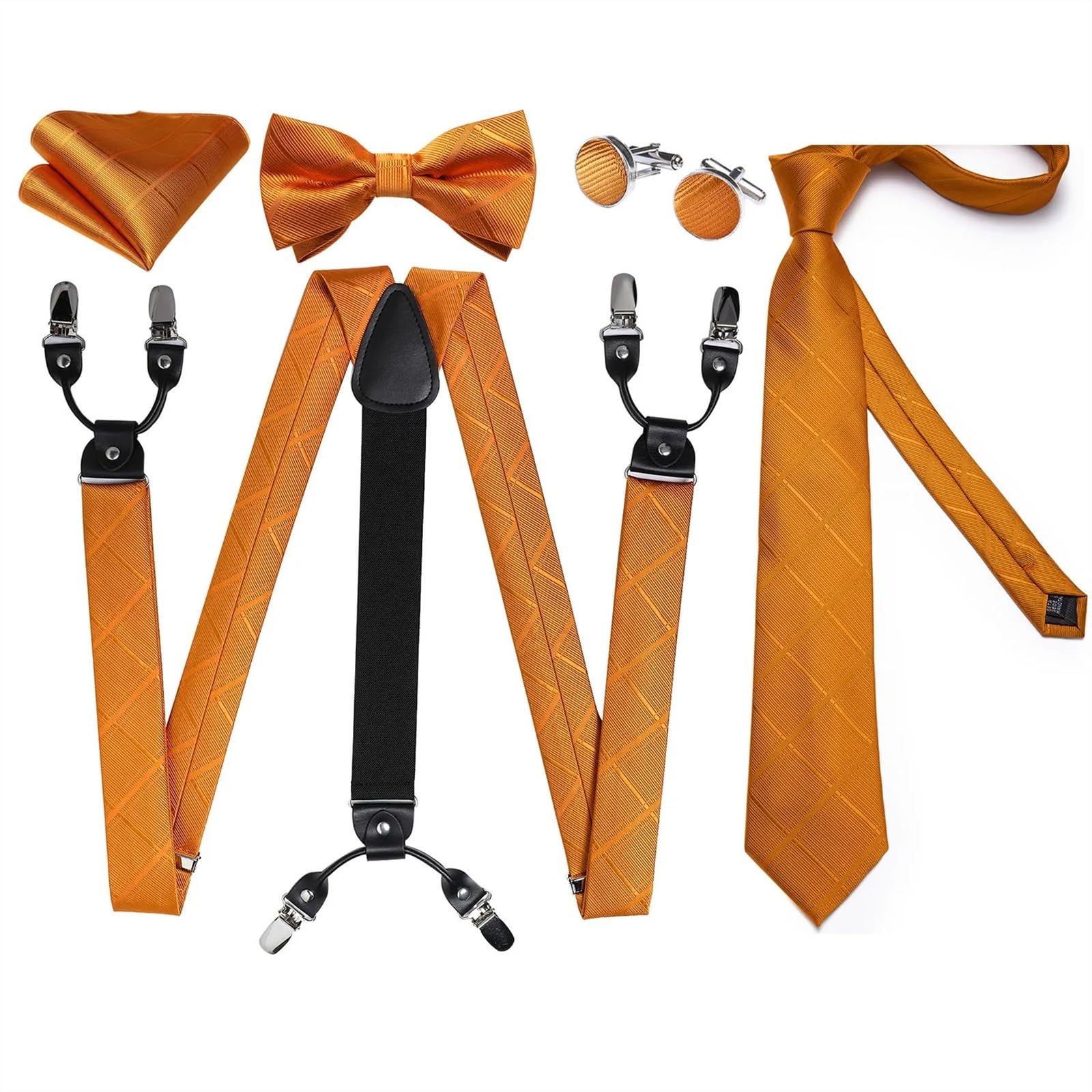 Ensemble de bretelles en cuir pour homme avec 6 clips et bretelles élastiques en soie, Bd-4017-7323, taille unique