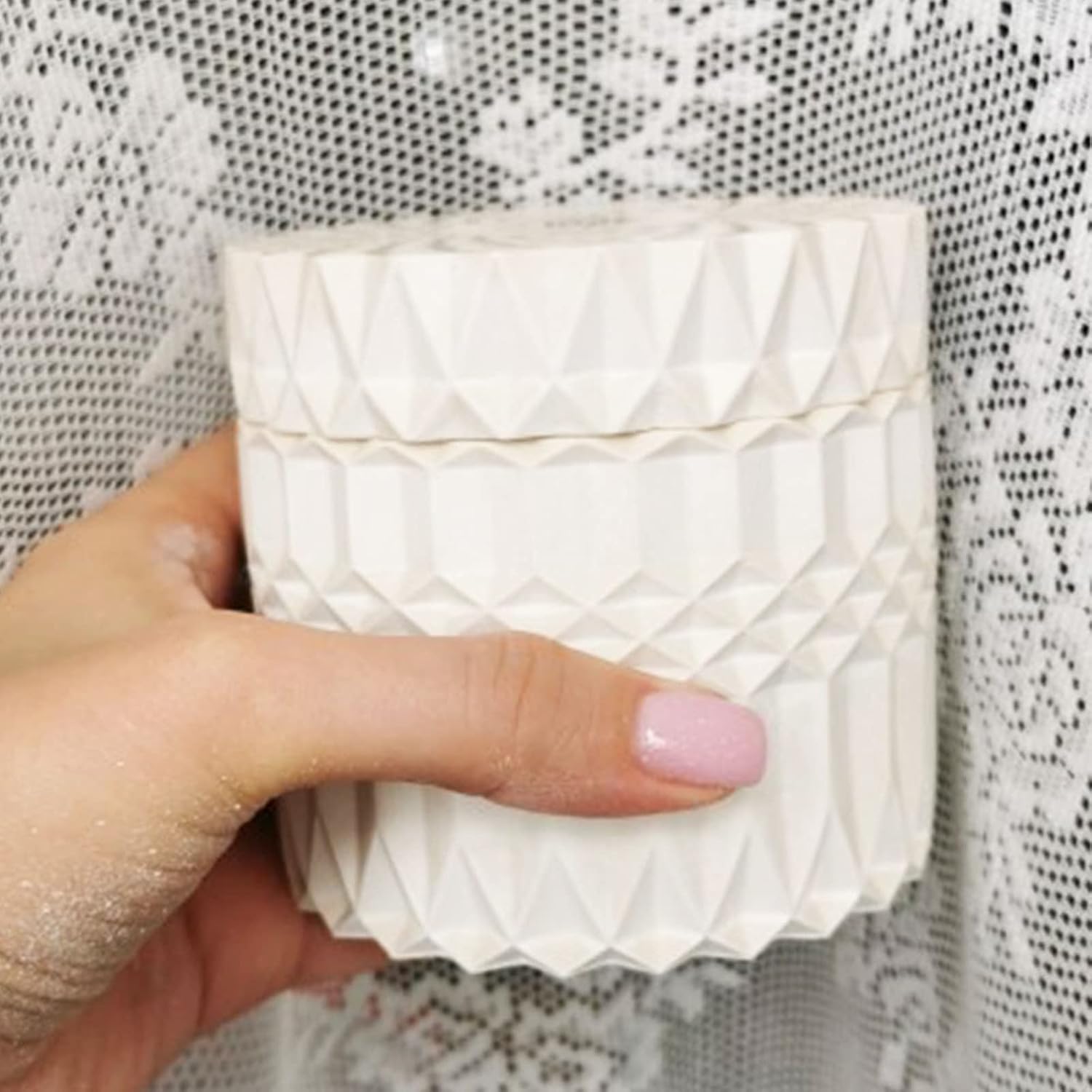 Concrete Flower Pot Silicone Mold with Lid Mold Retro Ripple Silicone Succulent Planter Mold Candle Pen Holder Cement Clay Mold Epoxy Resin Jewelry Storage Box Mould