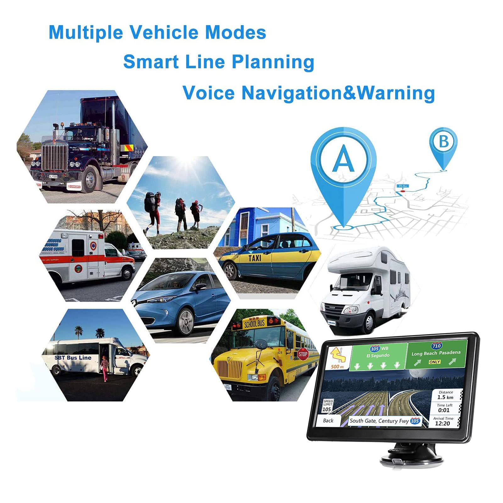 MekedeTech GPS Navigation für PKW LKW Neueste 2024 Karte 7 Zoll Touchscreen 16G 256M Navigationssystem mit Sprachführung und Blitzerwarnung - Lebenslanges kostenloses Kartenupdate