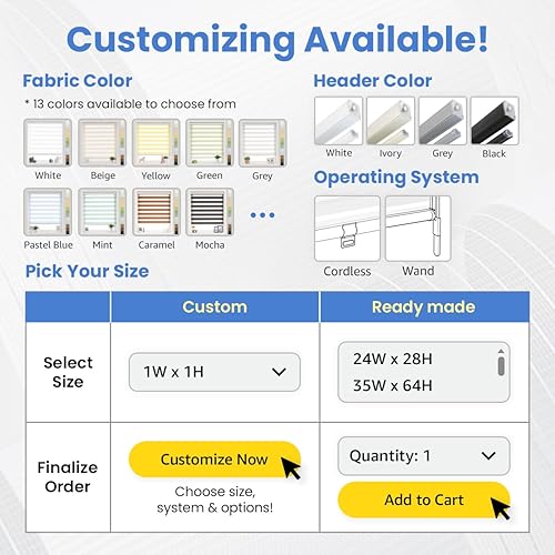 Miniatura 2 de FOIRESOFT Persianas y persianas enrollables de cebra sin cordones básicas, inalámbricas, blancas, 39 pulgadas de ancho x 72 pulgadas de alto de