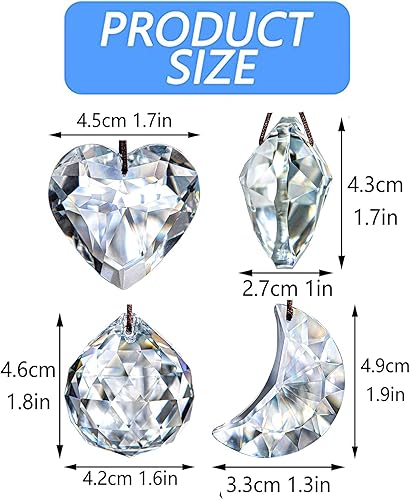 Miniatura 3 de H&D HYALINE & DORA Bola de prisma de cristal transparente con forma de corazón y luna, adorno para decoración de ventana, prismas de cristales