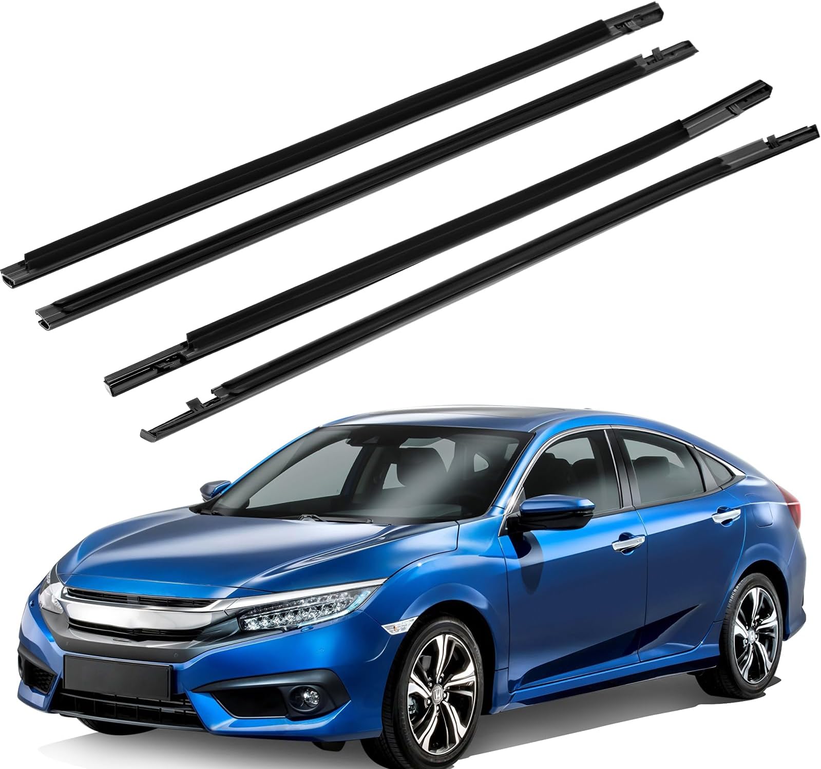 ZXMOTO Window Moulding Seal 4PCS Weatherstrip For Honda