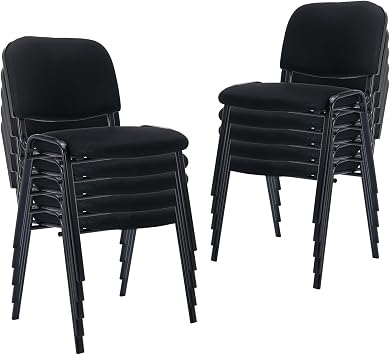 ROCITY Waiting Room Chairs Set of 10 Stackable Conference Room Chairs Mesh Office Reception Chair for Guest School Breakroom Banquet Church Lobby Mesh-Cushion,Black,10PCS
