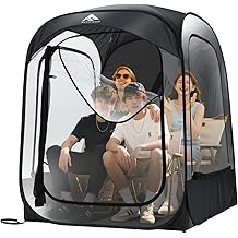 Sports Tent: Flycoop Portable Weather Pop Up Pod 2-4 Person to Provide Shelter from Wind Rain and Cold Weather Shelter for Outdoor Activities, Sports Events, Camping and Hiking (Black,L)